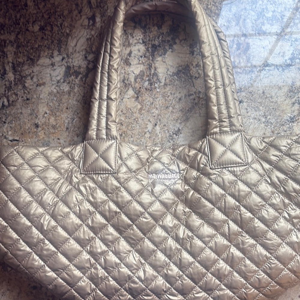 MZ Wallace Gold Quilted Tote Luxurious Design